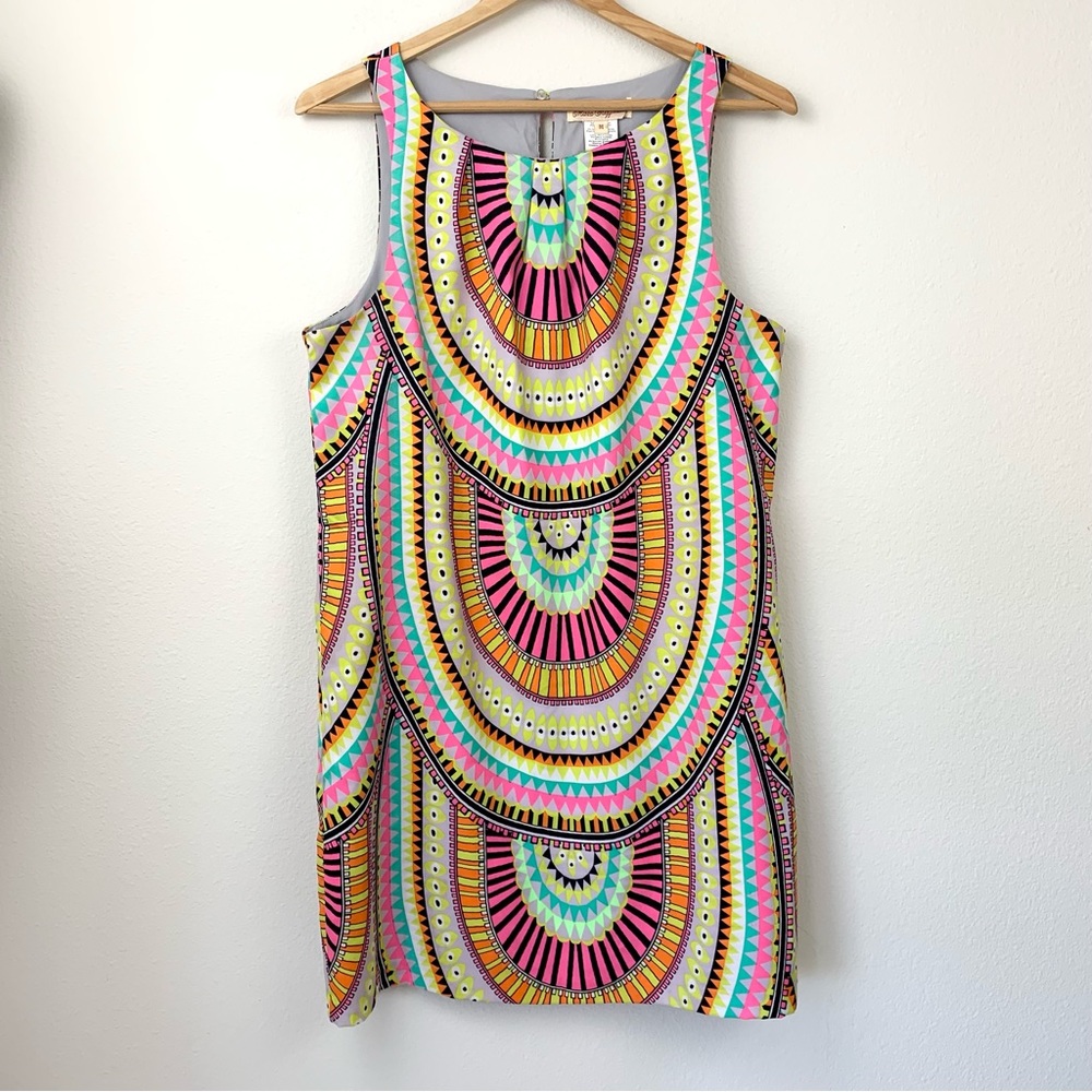 Mara Hoffman Neon Geometric Mini Dress in Pink, Yellow, Aqua